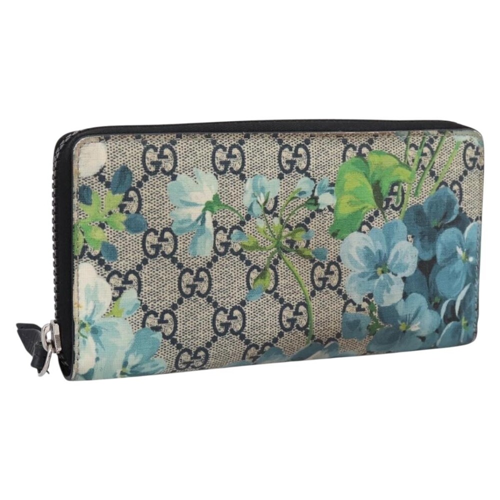 Gucci Zip Around Blooms Print GG Coated Canvas